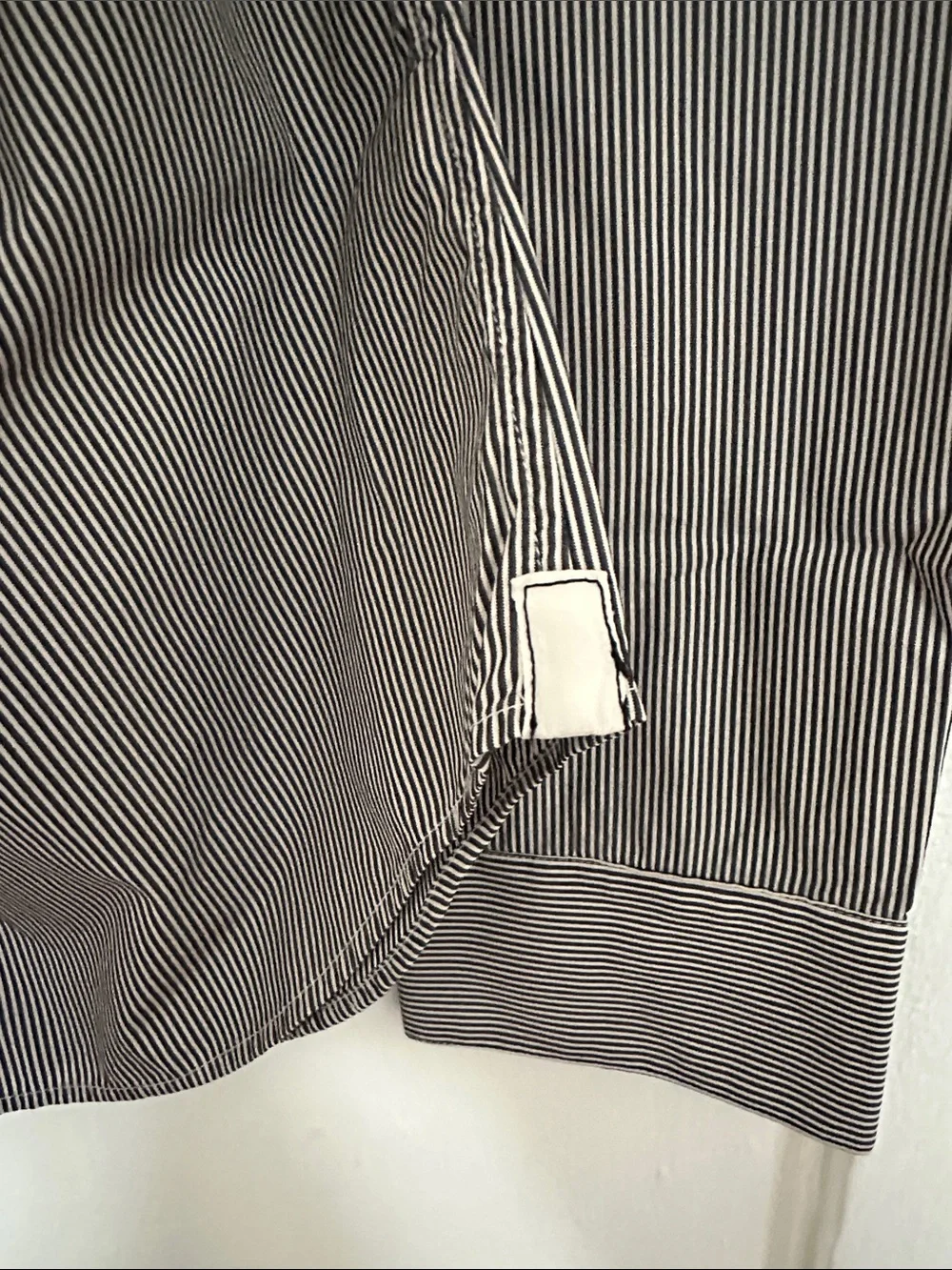 Banana Republic Men’s Black & White Pinstripe Shirt with White Contrast Collar